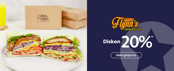 Diskon 20% for sandwich and wrap only
